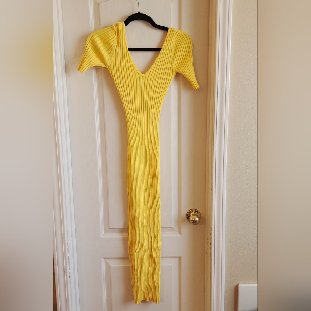 Fashion Nova Sunny Yellow Knit Dress